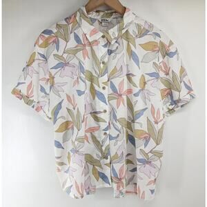 Eddie Bauer Baja Floral Short-Sleeve Button Down Shirt Womens Large Top Outdoor